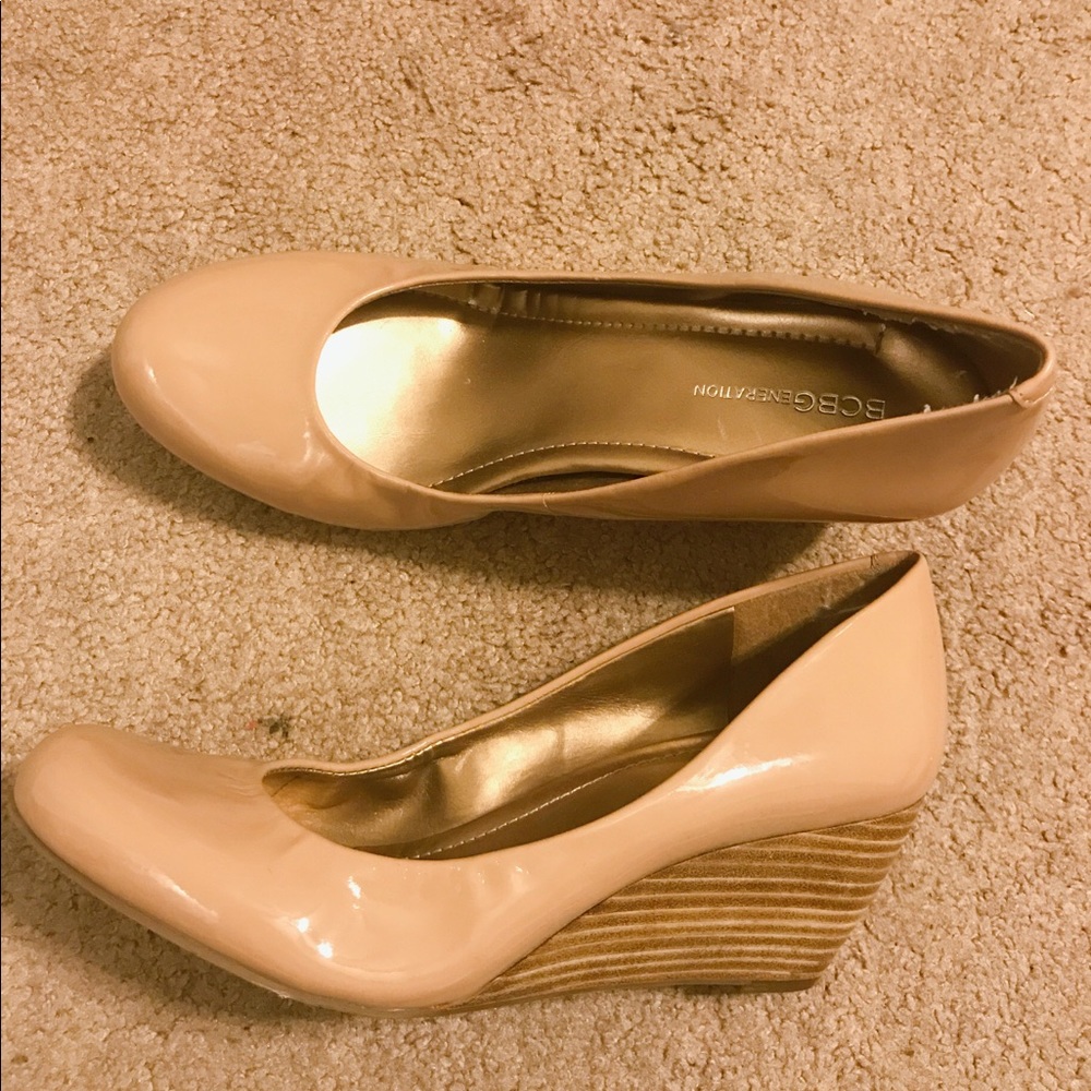 BCBG Nude Wedges